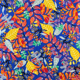 Blue Multi-Color— Floral Design Printed Wide—100% Cotton Poplin Fabric—Sold by the Yard—Available for Nationwide Shipping